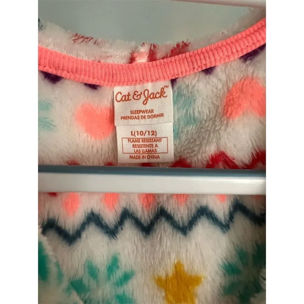 Cat & Jack Girls Hooded Blanket Sleeper Pajamas Size 10-12 Multicolor